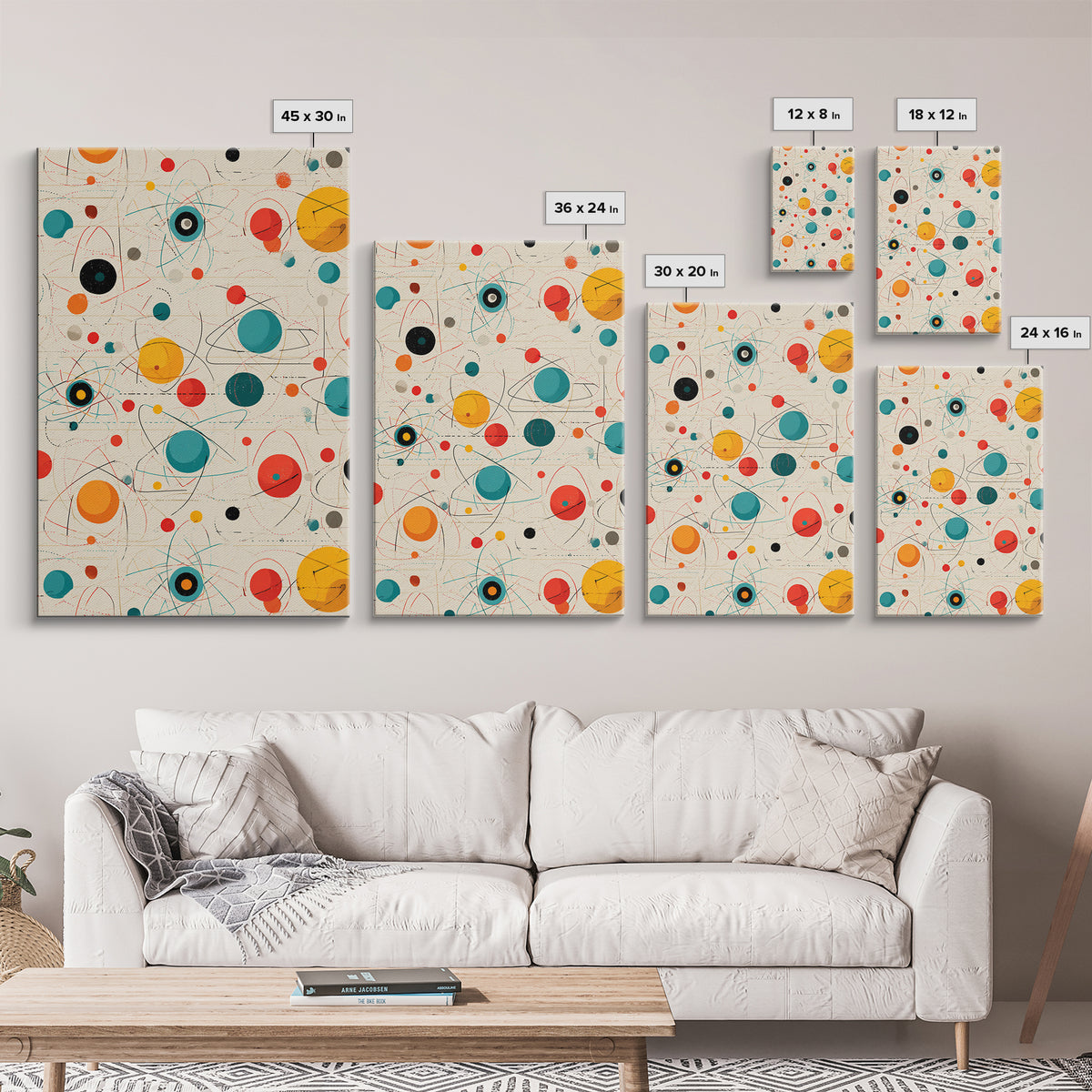 Atomic Teal Orange Planets And Orbit Lines Wall Art, Midcentury Modern Art, Retro Abstract Print, MCM Wall Decor, Modern Home Decor Gift