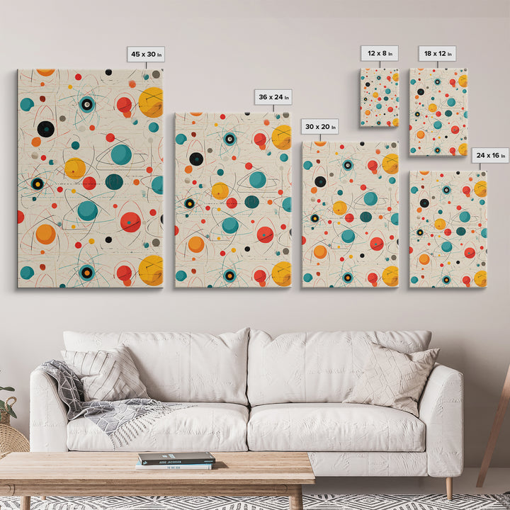 Atomic Teal Orange Planets And Orbit Lines Wall Art, Midcentury Modern Art, Retro Abstract Print, MCM Wall Decor, Modern Home Decor Gift