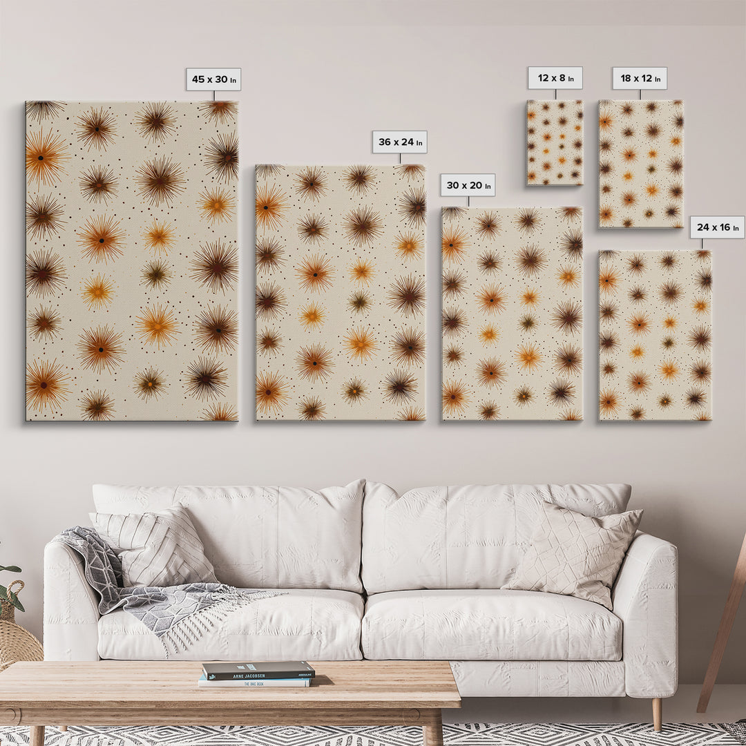 Burnt Orange Brown Atomic Starburst Wall Art, Midcentury Modern Art, Retro Abstract Print, Earth Tone MCM Wall Decor Gift