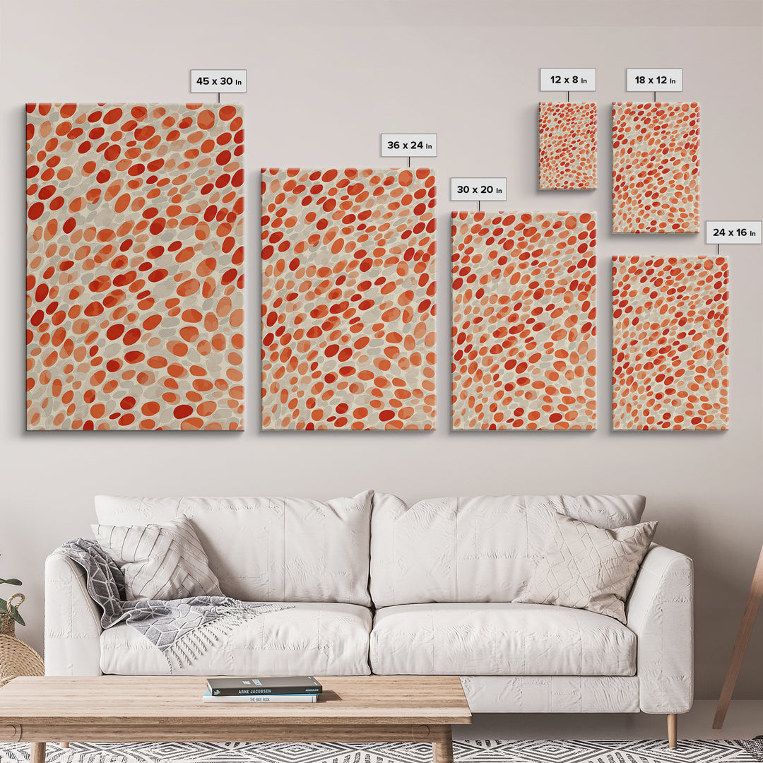 Orange Red Pebble Pattern Wall Art, Midcentury Modern Print, Retro Abstract Decor, Warm Geometric Art For Kitchen Decor Gift