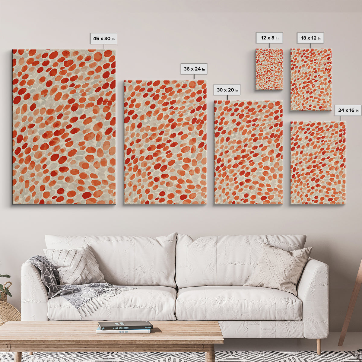Orange Red Pebble Pattern Wall Art, Midcentury Modern Print, Retro Abstract Decor, Warm Geometric Art For Kitchen Decor Gift