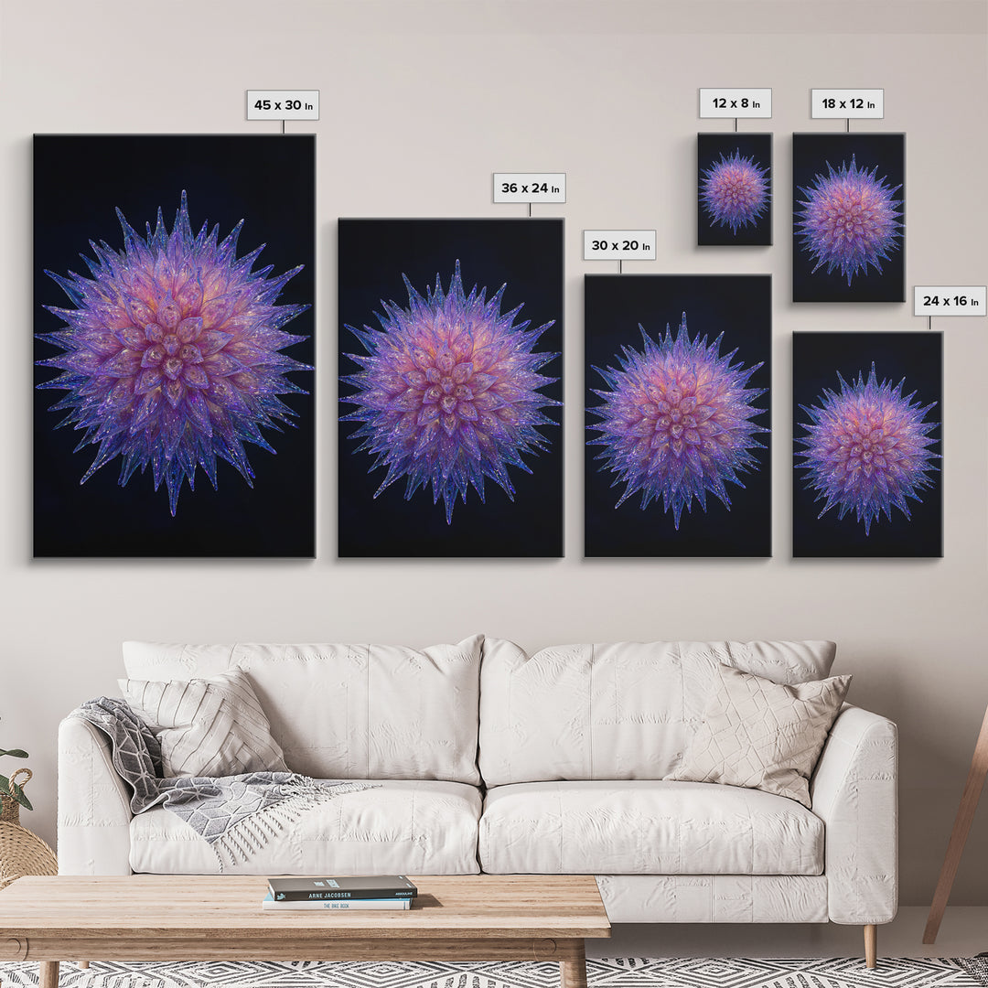 Purple Crystal Spiky Flower Wall Art, Modern Abstract Art, Colorful Wall Art, Unique Art Print, Vibrant Art Purple, Home Decor