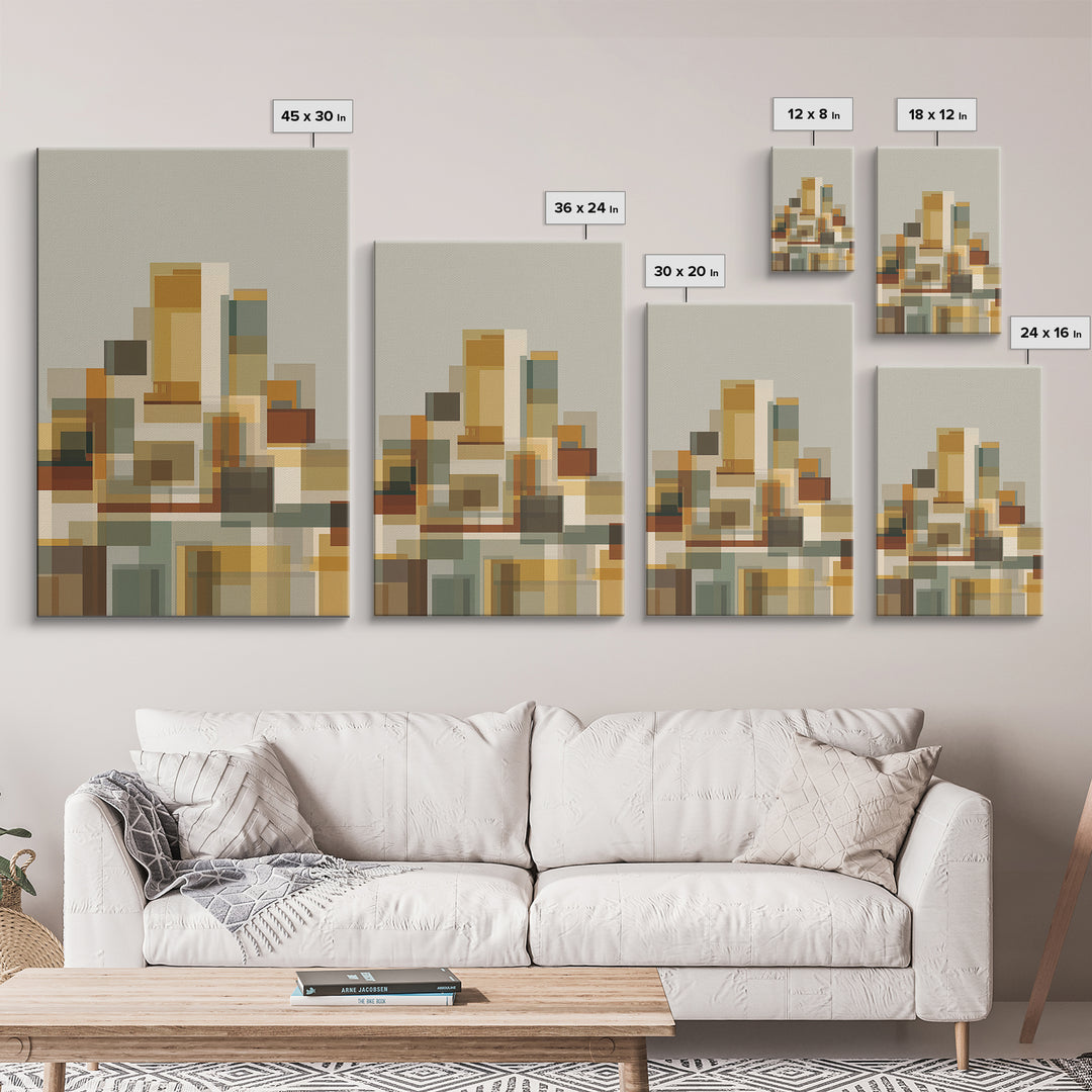 Minimal Geometric Blocks Wall Art, Midcentury Modern Art Print, Abstract Neutral Poster, Bauhaus Inspired Home Decor, Gift