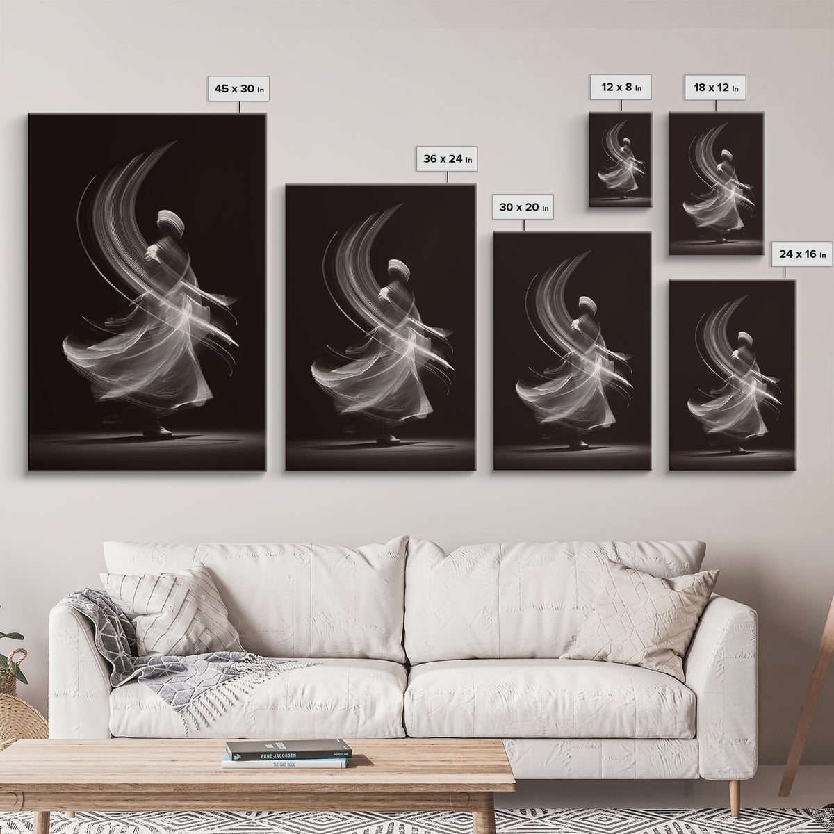 Black White Whirling Dancer Wall Art, Minimalist Abstract Art, Modern Motion Poster, Elegant Bedroom Decor, Fine Art Print
