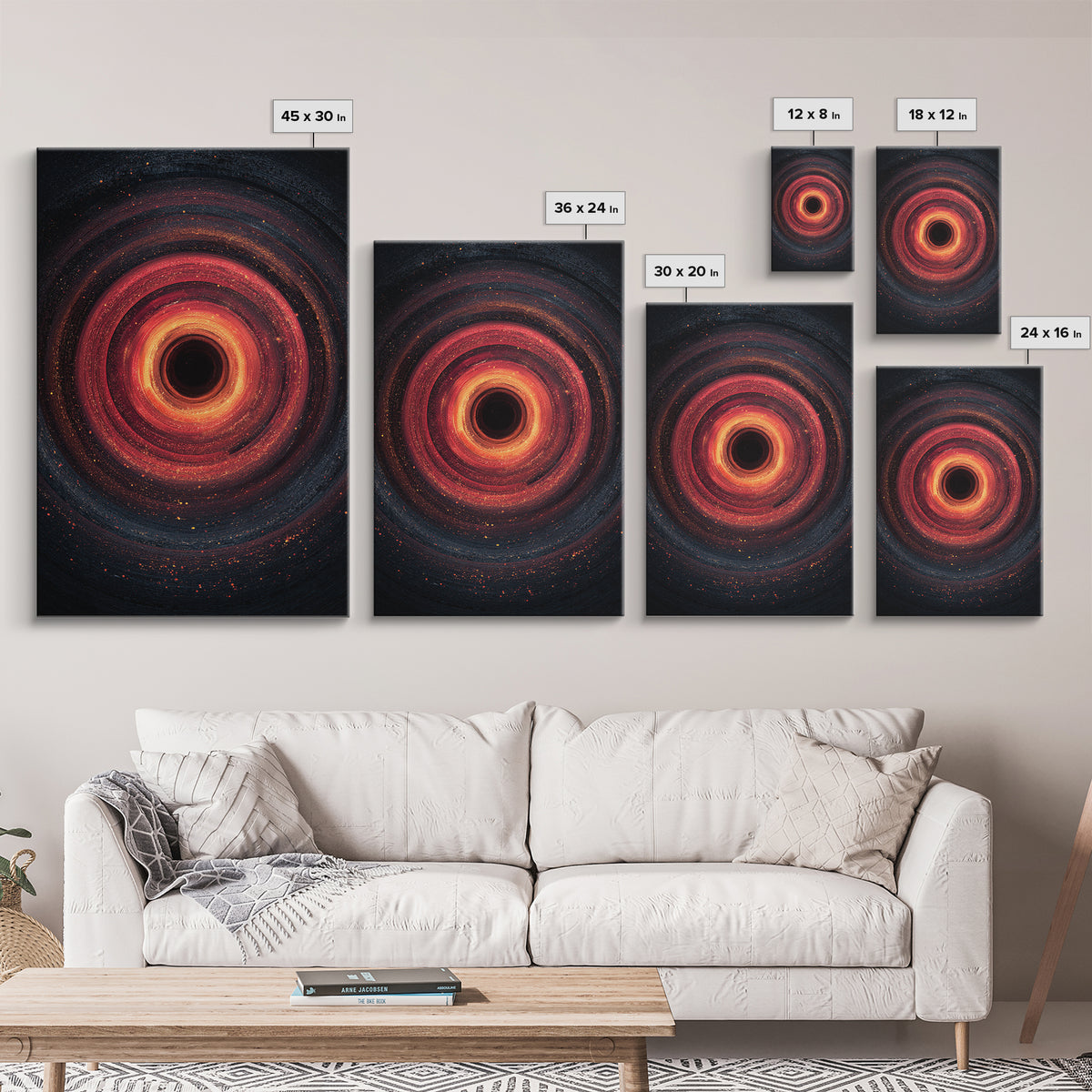 Fiery Black Hole Vortex Wall Art, Red Orange Cosmic Abstract, Space Poster, Modern Art Print, Statement Wall Decor, Home Office Art