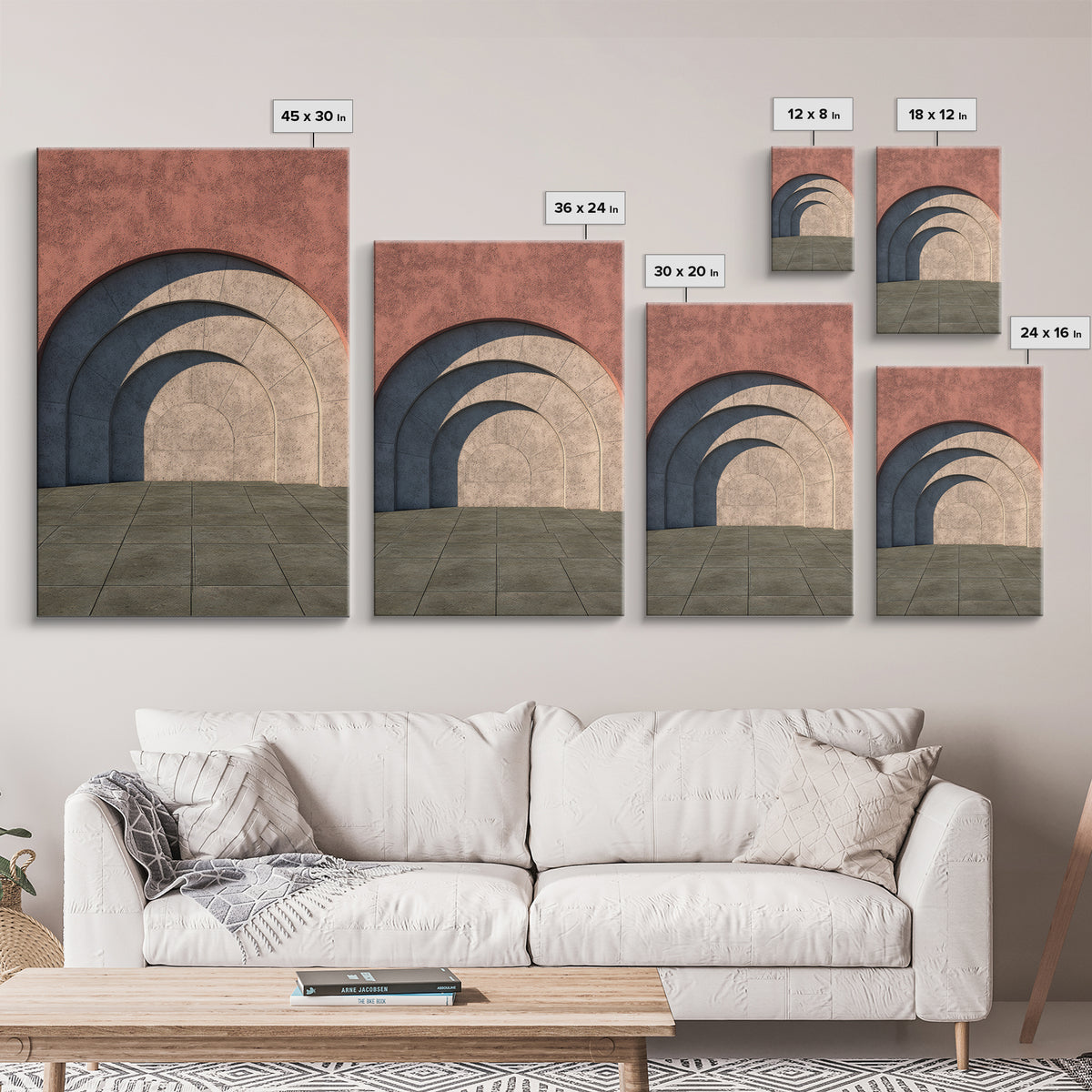 Pastel Concrete Archway Wall Art, Scandinavian Modern Architecture Print, Minimalist Geometric Decor, Neutral MCM Home Art