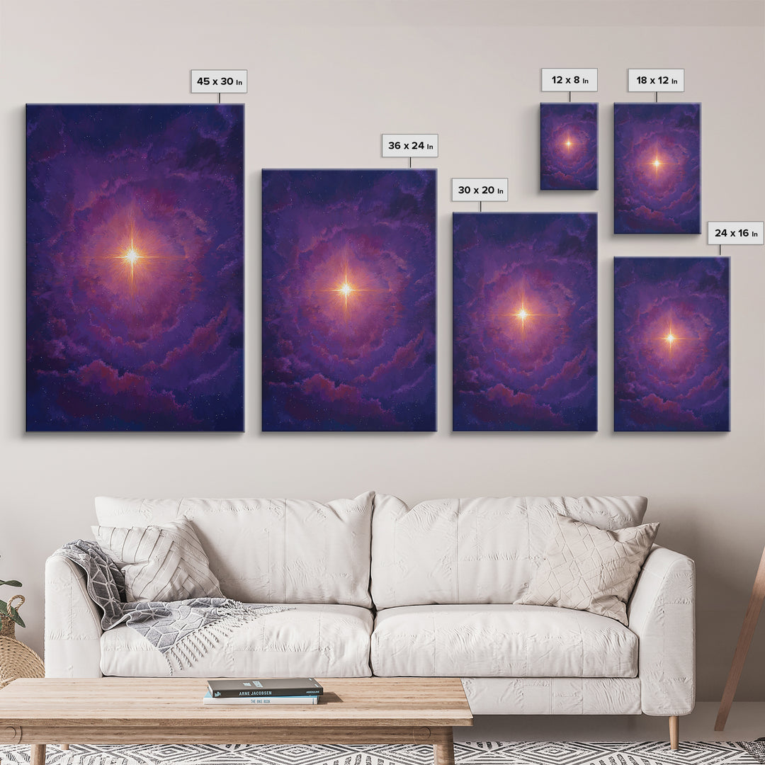 Purple Cosmic Starburst Wall Art, Modern Abstract Art, Space Abstract Art Print, Galaxy Poster, Vibrant Art Purple Decor