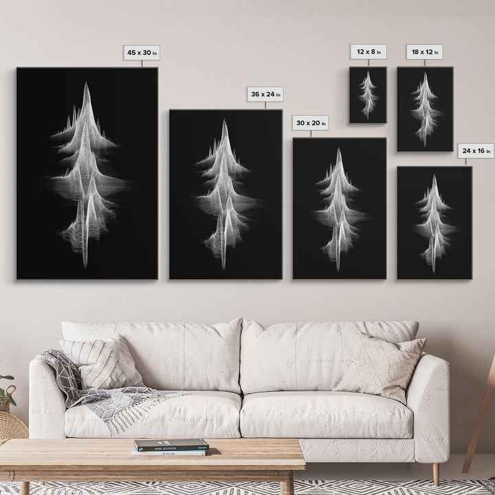 Black White Waveform Peak Wall Art, Minimal Abstract Line Print, Modern Sci Fi Poster, Geometric Office Decor Gift For Music Room