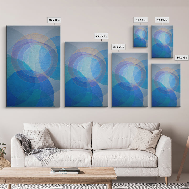Blue Overlapping Circle Study, Wall Art, Midcentury Modern Abstract, Geometric Art Print, Scandinavian Bedroom Decor Poster