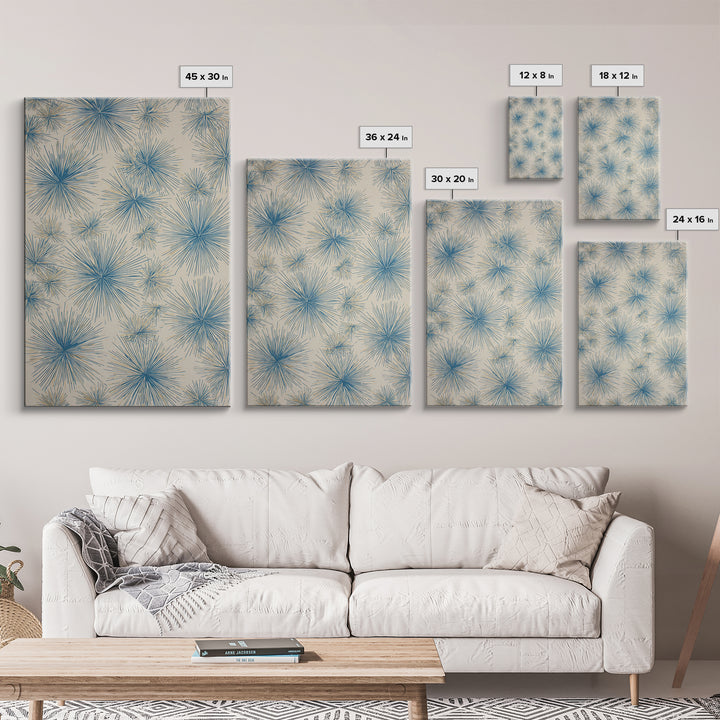Blue Atomic Starburst Pattern Wall Art, Midcentury Modern Art Print, Retro Wall Decor, Beige Teal Abstract Home Decor Prints
