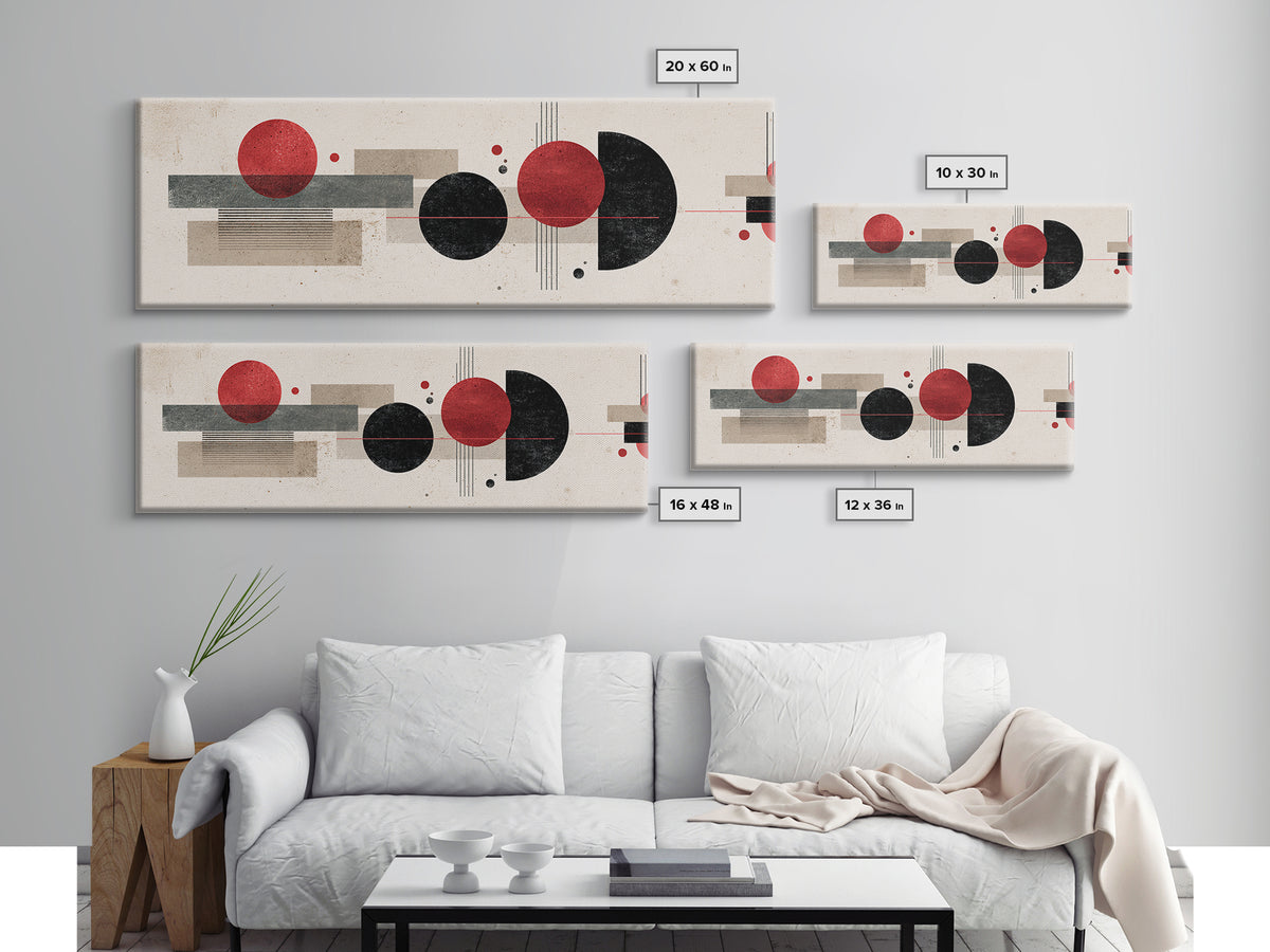 Red Black Geometric Abstract Wall Art, Midcentury Modern Art, Bauhaus Poster, Colorblock Art, Modern Wall Decor, Living Room Print