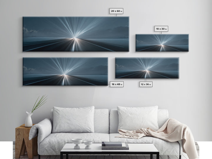 Moody Blue Ocean Road Canvas Print, Modern Art Print, Coastal Wall Art, Minimalist Office Decor, Framed Seascape Poster Gift