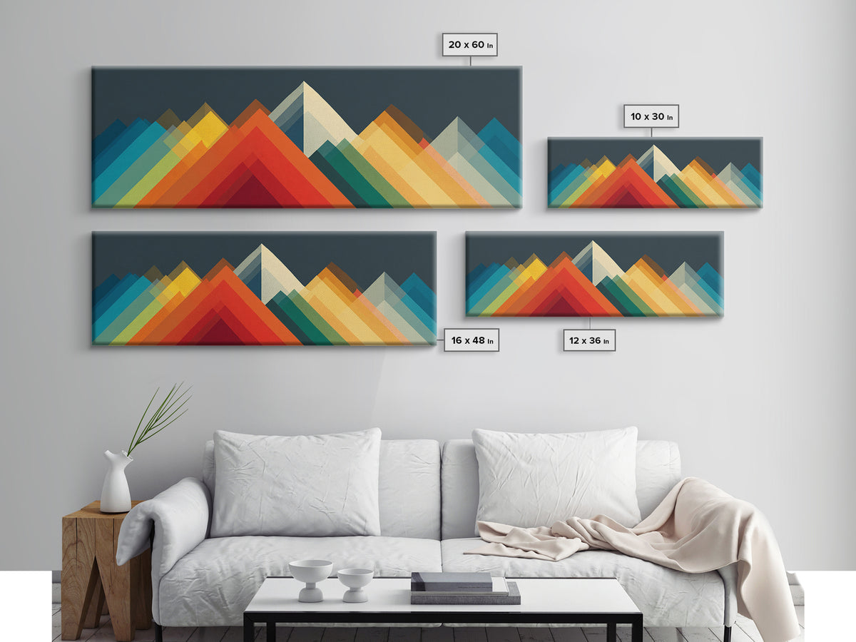 Colorful Geometric Mountain Peaks Wall Art, Midcentury Modern Abstract Print, Bold MCM Decor, Scandinavian Poster Gift Idea