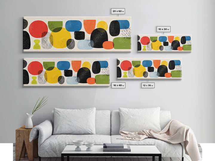 Colorful Rounded Shape Wall Art, Playful Midcentury Modern Abstract Poster, Retro Geometric Decor, Large MCM Print Gift Idea