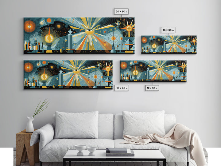 Cosmic Eye With Starburst Rays Wall Art, Spiritual Modern Abstract Art, Midcentury Atomic Poster, Space Retro Decor, Office Wall Decor