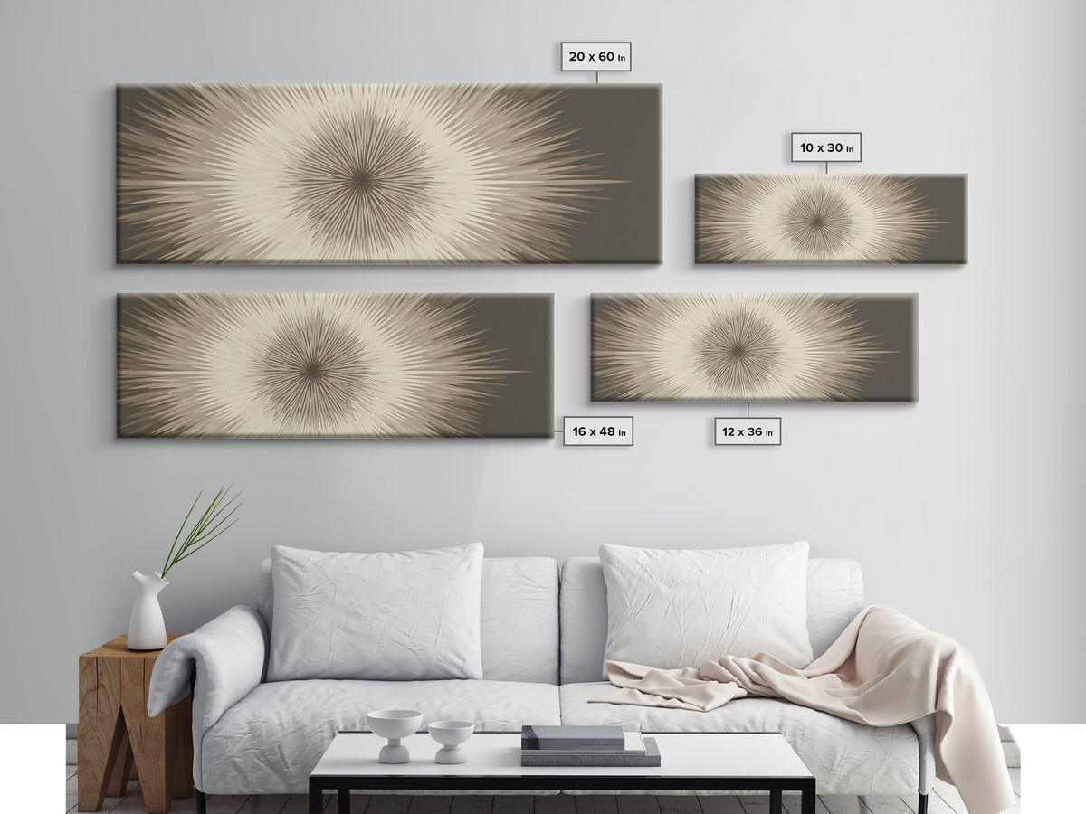Neutral Radiating Starburst Abstract Wall Art, Minimalist Modern Decor, Geometric Art Print, Beige Midcentury Poster, Statement Wall Decor