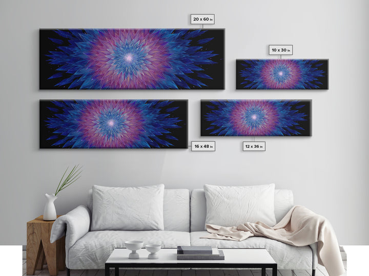 Blue Purple Crystal Kaleidoscope Canvas Print, Geometric Abstract Wall Art, Modern Psychedelic Decor, Colorful Poster, Gallery Wall Art