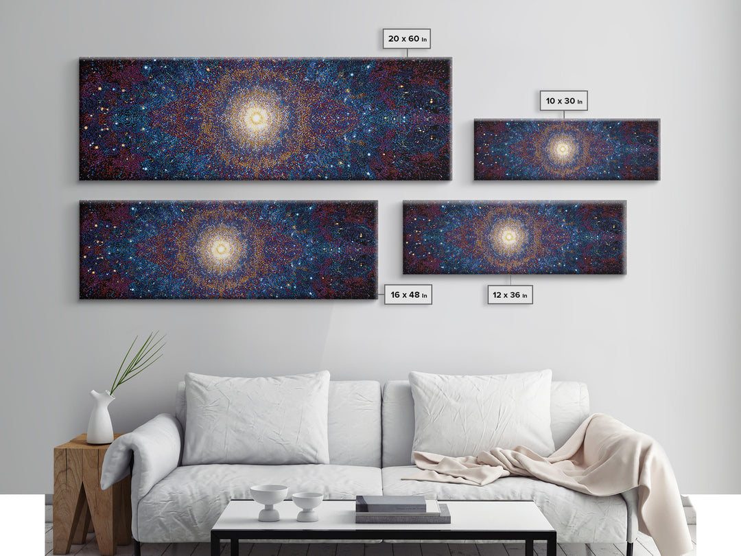 Glowing Galaxy Star Cluster Canvas Print, Cosmic Abstract Wall Art, Modern Space Decor, Blue Orange Statement Print Gift