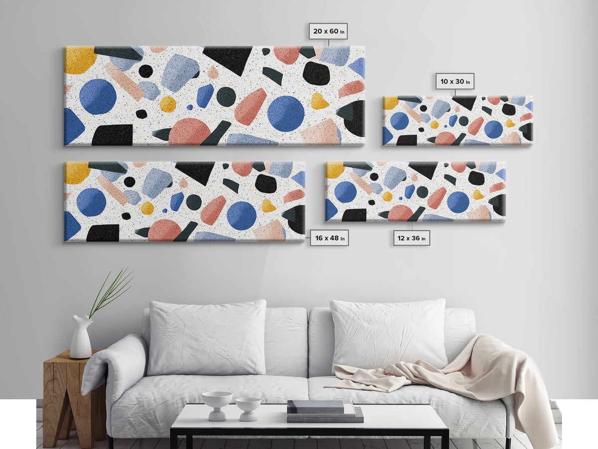 Pastel Memphis Shape Canvas Print, Mid Century Modern Decor, Colorful Abstract Wall Art, Retro Geometric Poster, MCM Art