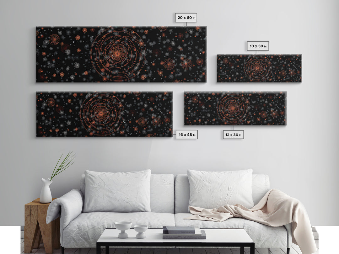 Copper Atomic Spiral Pattern Wall Art, Mid Century Modern Abstract Print, Retro Space Decor, MCM Living Room Poster, Home Decor