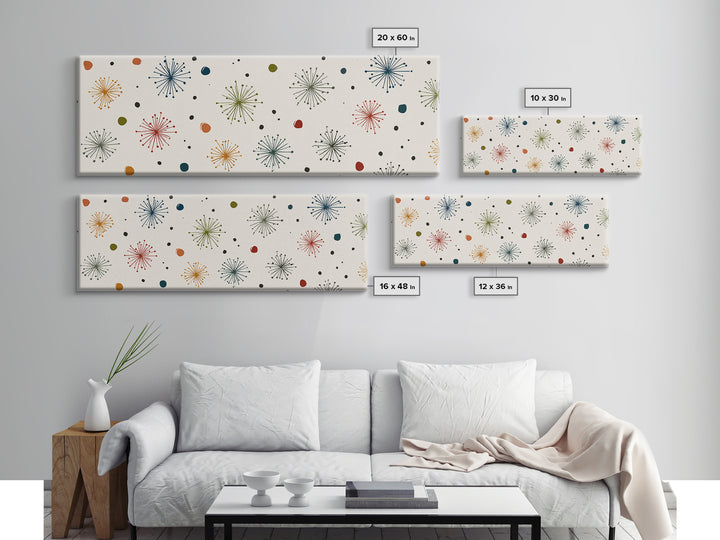 Minimal Atomic Starburst Wall Art, Mid Century Modern Print, Retro Geometric Pattern Poster, Cream MCM Home Decor Artwork