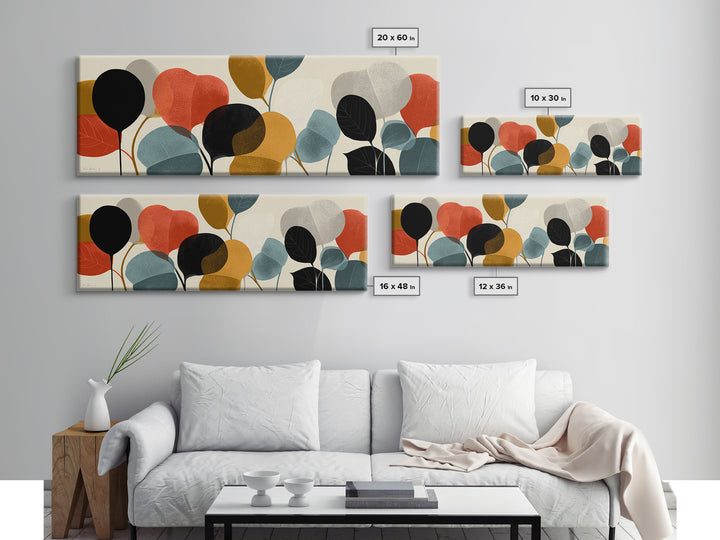 Abstract Balloon Leaves In Warm Neutrals Wall Art, Midcentury Modern Decor, Geometric Art Print, Boho Living Room Poster