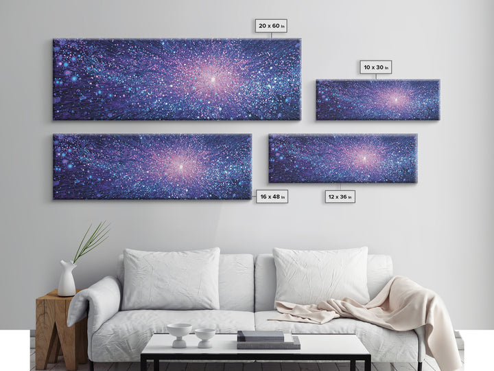 Purple Blue Cosmic Starburst Wall Art, Modern Abstract Art Print, Space Poster, Galaxy Decor, Vibrant Home Office Art Gift