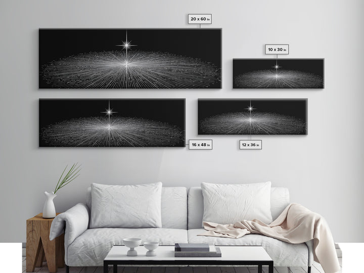 Black And White Radiant Grid Horizon Canvas Print, Minimalist Wall Art, Op Art Poster, Modern Geometric Office Decor Gift