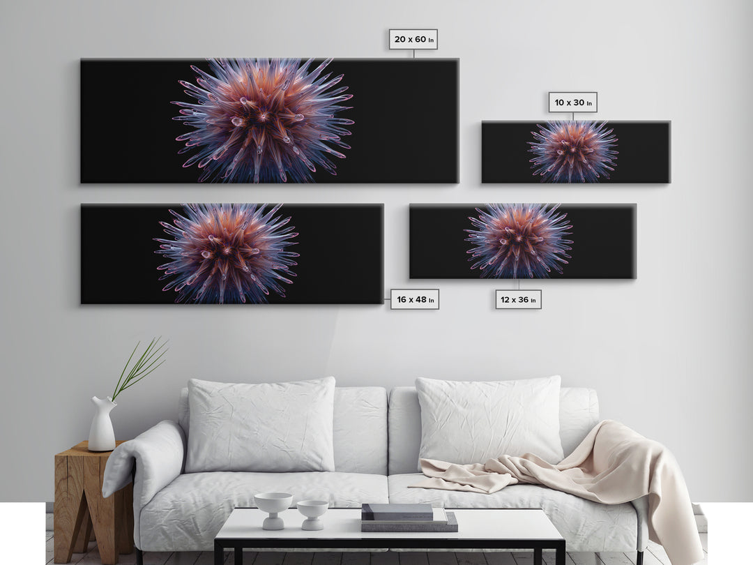 Purple Glass Sea Urchin Starburst Wall Art, Modern Abstract Art Print, Space Abstract Art, Vibrant Retro Decor, Bedroom Art