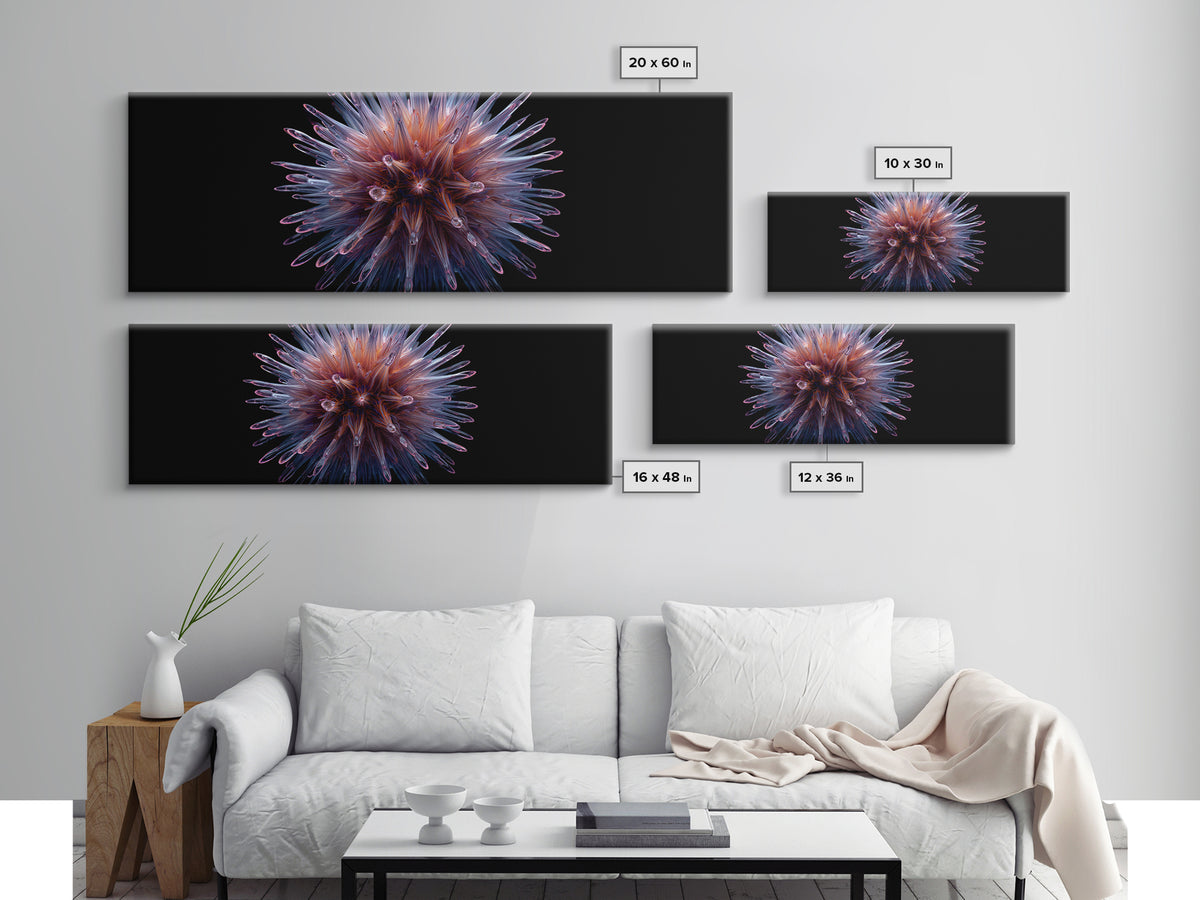 Purple Glass Sea Urchin Starburst Wall Art, Modern Abstract Art Print, Space Abstract Art, Vibrant Retro Decor, Bedroom Art
