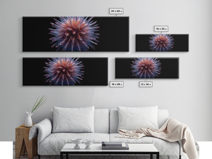 Purple Glass Sea Urchin Starburst Wall Art, Modern Abstract Art Print, Space Abstract Art, Vibrant Retro Decor, Bedroom Art