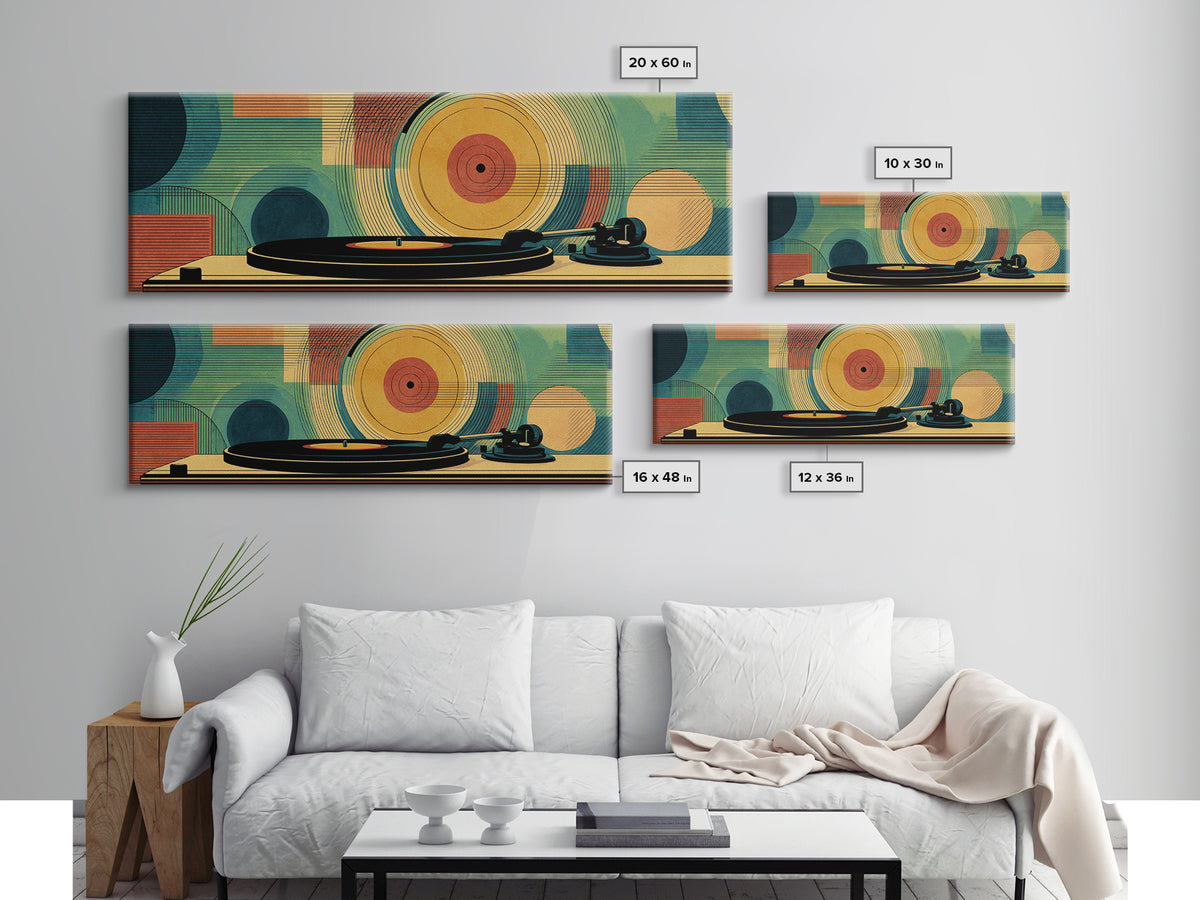 Midcentury Turntable Music Wall Art, Retro Vinyl Record Poster, Modern Art Print, Atomic MCM Decor For Living Room Decor Gift