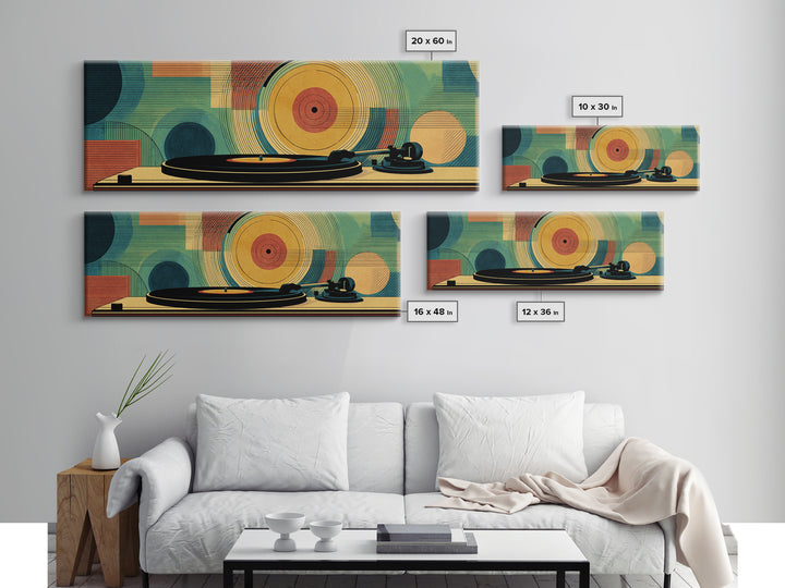 Midcentury Turntable Music Wall Art, Retro Vinyl Record Poster, Modern Art Print, Atomic MCM Decor For Living Room Decor Gift