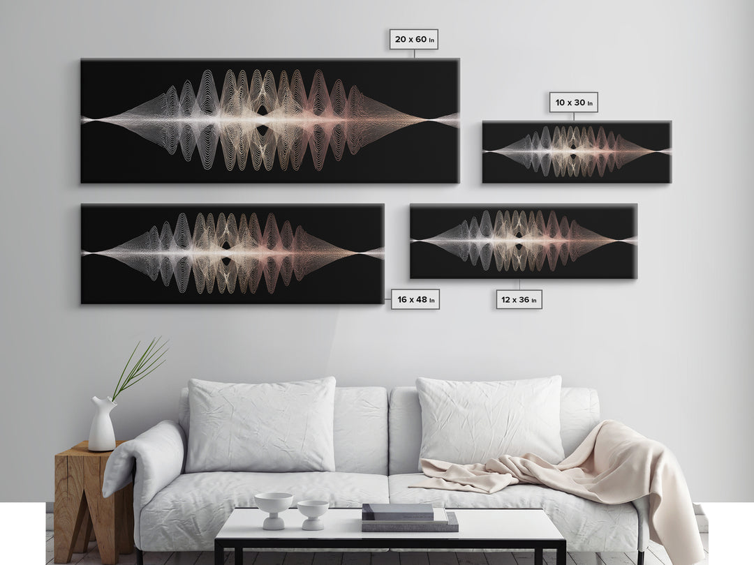 Minimal Monochrome Waveform Canvas Print, Midcentury Modern Wall Art, Abstract Line Poster, Neutral Geometric Home Decor