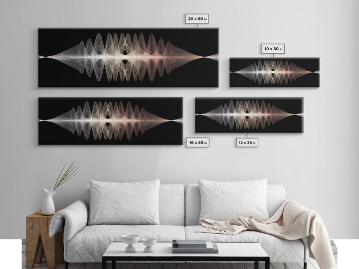 Minimal Monochrome Waveform Canvas Print, Midcentury Modern Wall Art, Abstract Line Poster, Neutral Geometric Home Decor