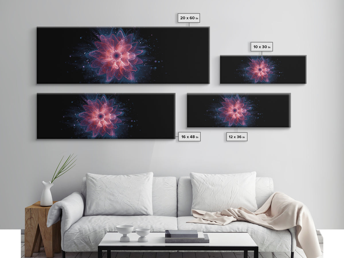Glowing Pink Cosmic Blossom Wall Art, Modern Abstract Art, Digital Art Print, Space Abstract Art, Trendy Bedroom Wall Decor
