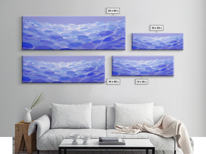 Blue Translucent Pebble Waves Canvas Print, Modern Abstract Art, Midcentury Wall Art, Office Decor, Living Room Decor, Blue Art