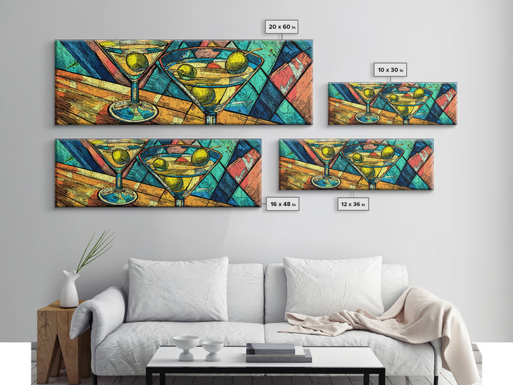 Vibrant Martini Glass Cocktail Wall Art, Retro Bar Cart Print, Colorful Pop Art, Kitchen Decor, Midcentury Modern Poster