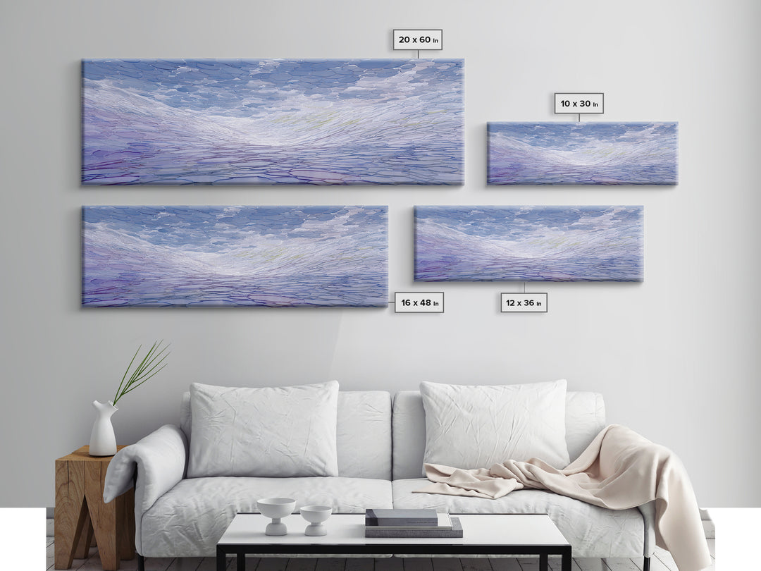 Icy Blue Reflective Ripple Landscape Canvas Print, Modern Abstract Art, Blue Wall Art, Scandinavian Modern, Home Office Decor