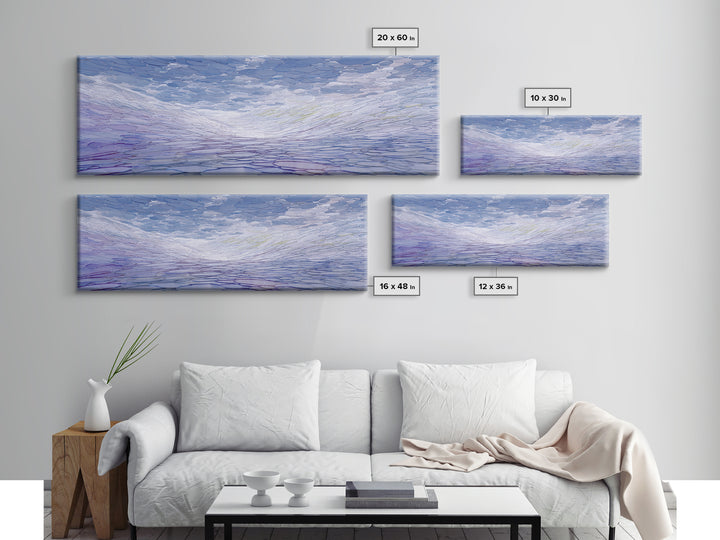 Icy Blue Reflective Ripple Landscape Canvas Print, Modern Abstract Art, Blue Wall Art, Scandinavian Modern, Home Office Decor