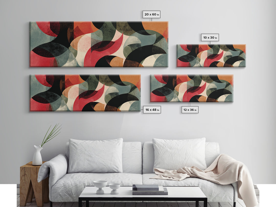 Bold Organic Shapes Canvas Print, Midcentury Modern Abstract Art, Red Black Wall Decor, Geometric Poster, Statement MCM Art