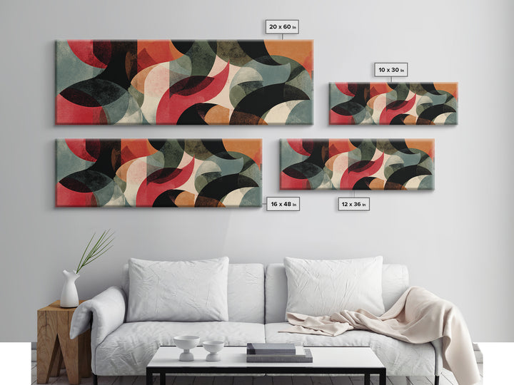 Bold Organic Shapes Canvas Print, Midcentury Modern Abstract Art, Red Black Wall Decor, Geometric Poster, Statement MCM Art