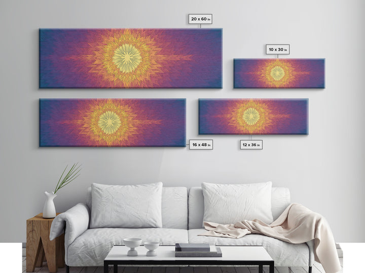 Radiant Yellow Purple Sunburst Poster Wall Art, Midcentury Modern, Geometric Art Print, Abstract Wall Art, Colorful Home Decor