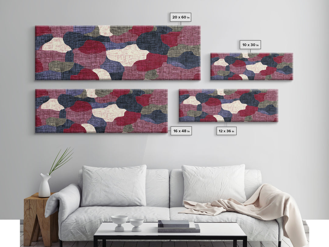 Rose Navy Woven Abstract Wall Art, Midcentury Modern Decor, Organic Pattern Print For Bedroom, Office, And Living Room Decor