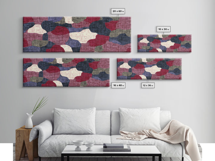 Rose Navy Woven Abstract Wall Art, Midcentury Modern Decor, Organic Pattern Print For Bedroom, Office, And Living Room Decor