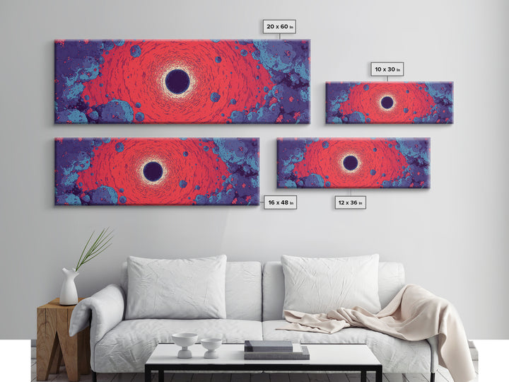 Vivid Red Black Hole Wall Art, Psychedelic Space Abstract Print, Cosmic Retro Poster, Modern Sci Fi Decor For Living Room