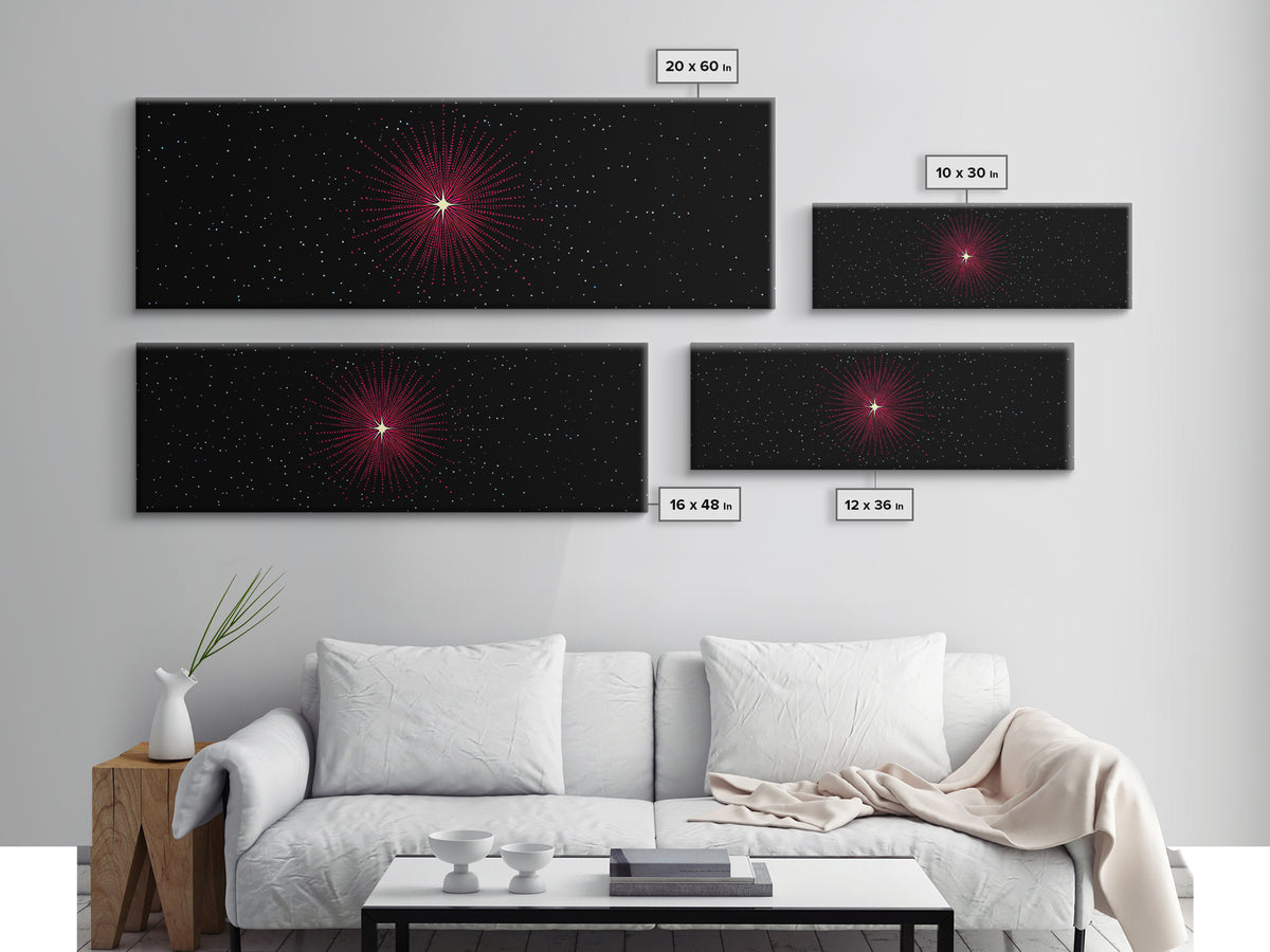 Minimal Red Starburst Wall Art, Sci Fi Space Abstract Print, Modern Cosmic Poster, Dark Galaxy Decor, Retro Home Accent Print