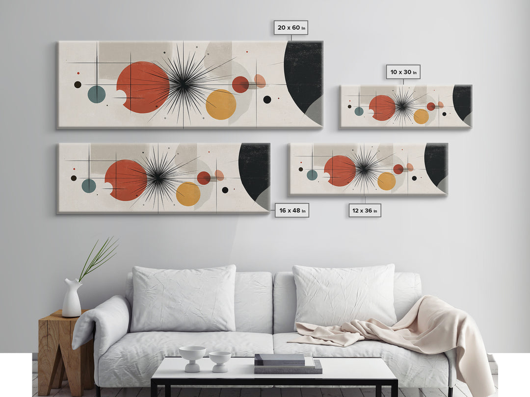 Earth Tone Planetary Circles Wall Art, Midcentury Modern Abstract Print, Atomic Geometric Decor, Neutral MCM Poster Gift