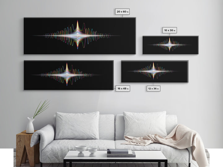 Prismatic Light Waveform Wall Art, Modern Digital Art Print, Abstract Sound Wave Poster, Futuristic Home Office Wall Decor