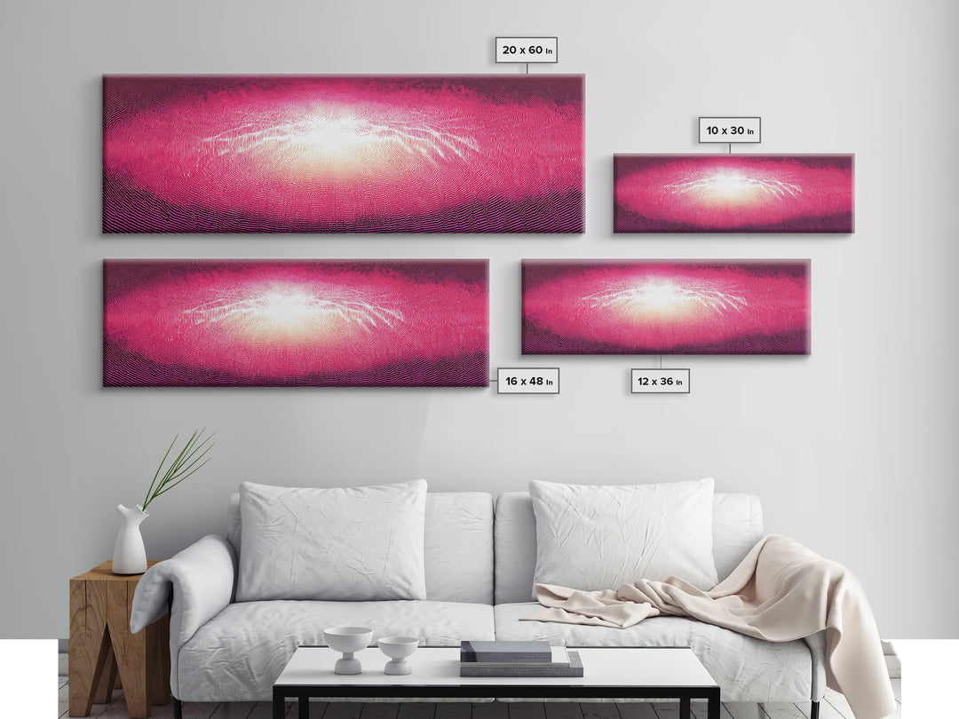 Pink Radiant Wave Field Canvas Print, Bright Abstract Wall Art, Modern Digital Art Poster, Girly Maximalist Bedroom Decor